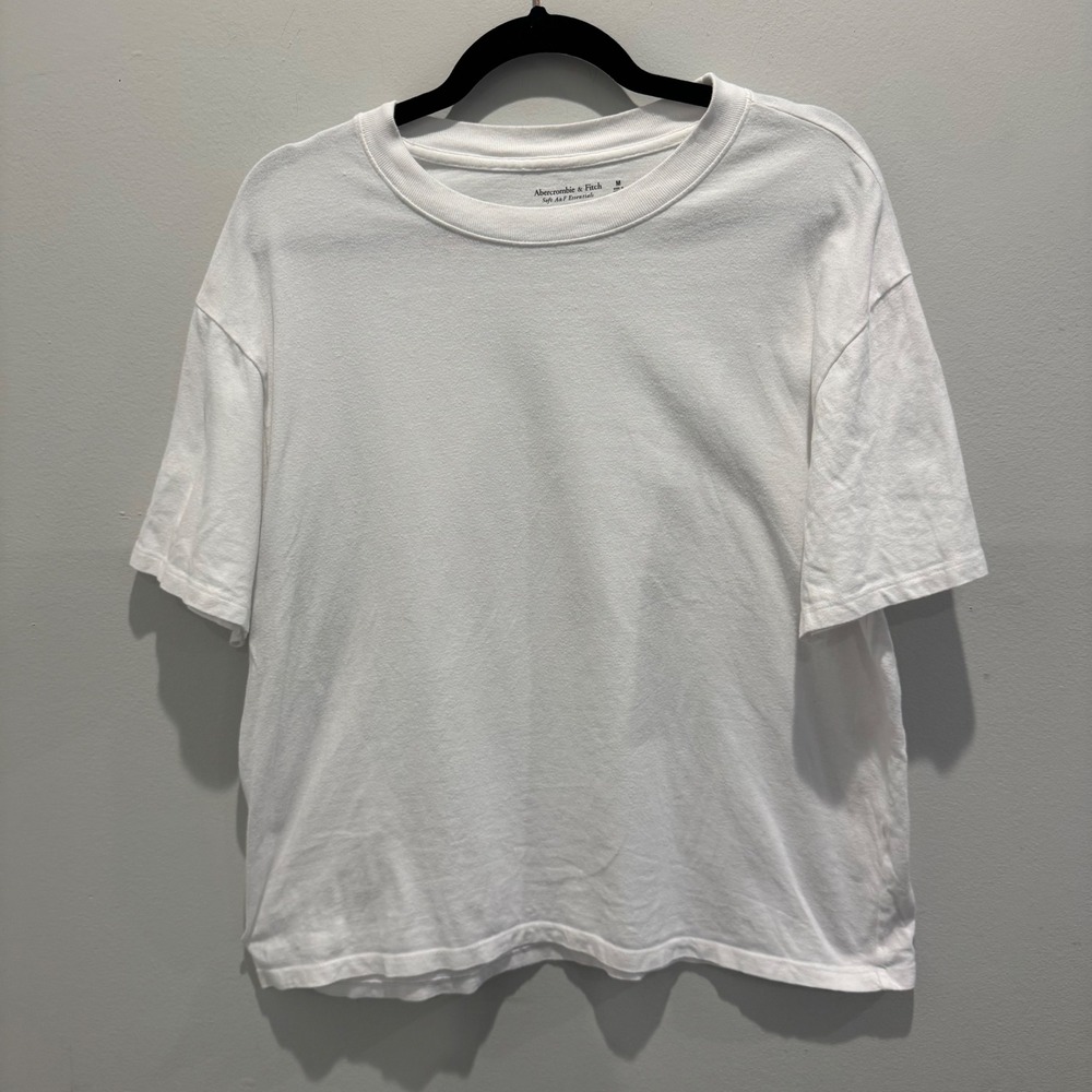 Abercrombie & Fitch White Soft A&F Essentials Boxy Tee Crew Neck | Size M